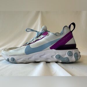 Nike Women's React Element 55 Football BQ2728 008 sports Grey Blue Purple Sz 6.5